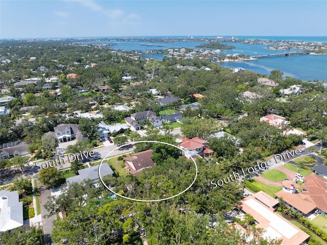 1671 S Dr, Sarasota, FL 34239 - aerial perspective of suburban area with a nearby body of water