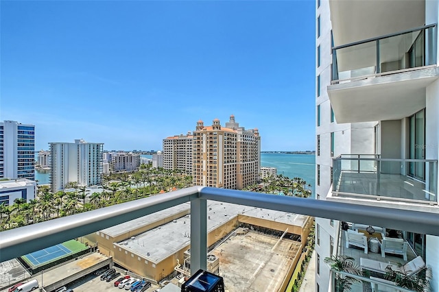 301 Quay Commons Unit 1208, Sarasota, FL 34236 - balcony featuring a city view and a water view