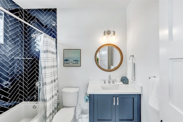 5219 Calle Menorca, Sarasota, FL 34242 - full bathroom with vanity, shower / bath combination with curtain, and toilet
