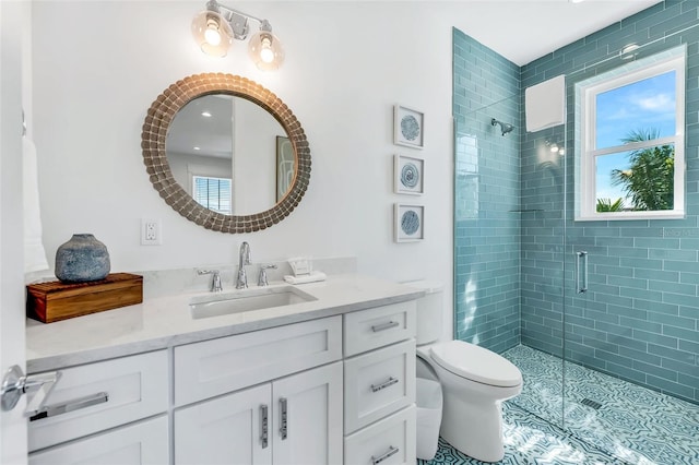 5219 Calle Menorca, Sarasota, FL 34242 - bathroom with healthy amount of natural light, a shower stall, and vanity