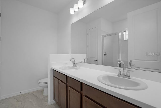 8632 Snowfall St, Sarasota, FL 34241 - bathroom featuring a stall shower and double vanity