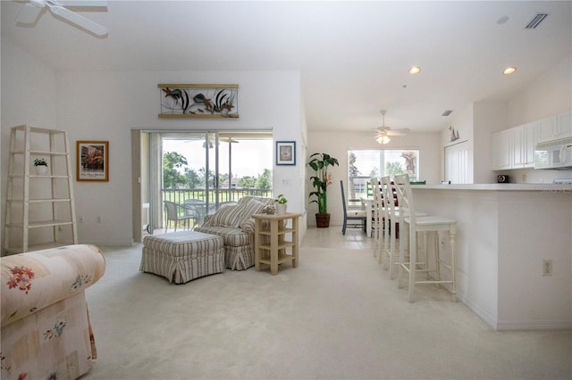 5330 Hyland Hills Ave Unit 2324, Sarasota, FL 34241 - living area with ceiling fan, light carpet, recessed lighting, and baseboards