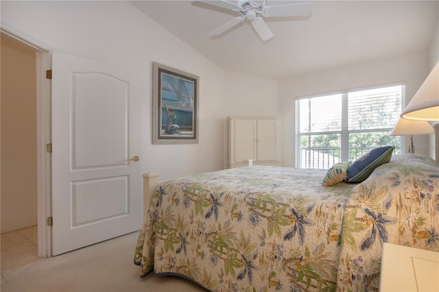 5330 Hyland Hills Ave Unit 2324, Sarasota, FL 34241 - carpeted bedroom with lofted ceiling and ceiling fan