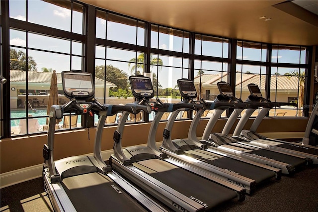 5330 Hyland Hills Ave Unit 2324, Sarasota, FL 34241 - gym with baseboards and plenty of natural light
