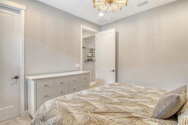 1919 Woodleaf Hammock Ct, Bradenton, FL 34211 - bedroom featuring a chandelier and light colored carpet