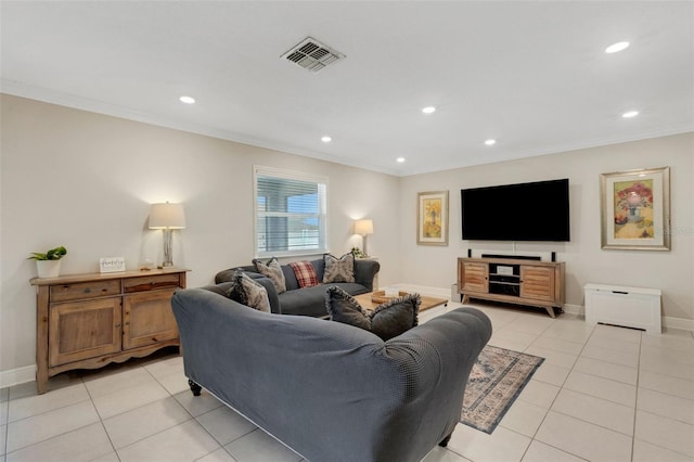 2332 Mizner Bay Ave, Bradenton, FL 34208 - living room with crown molding, recessed lighting, and light tile patterned floors