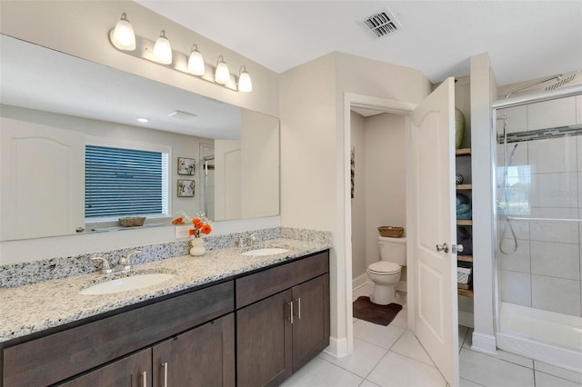 2332 Mizner Bay Ave, Bradenton, FL 34208 - bathroom with a stall shower, double vanity, and tile patterned floors