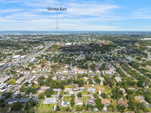 5639 Blount Ave, Sarasota, FL 34231 - aerial view of property's location with nearby suburban area and a large body of water