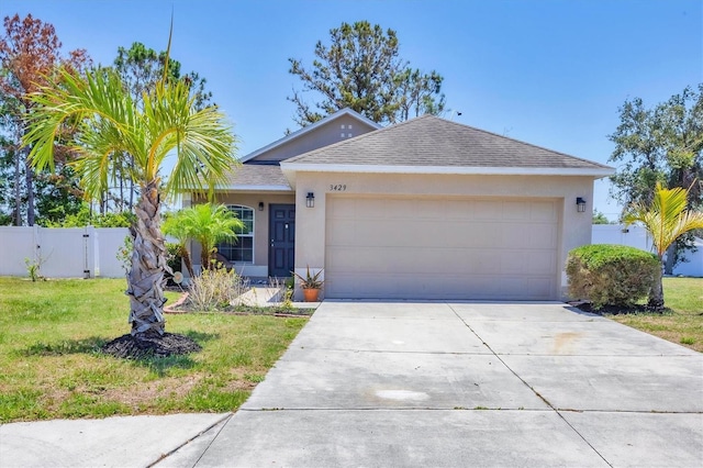 3429 97th Ln E, Palmetto, FL 34221 - ranch-style house featuring stucco siding, driveway, a garage, and a shingled roof