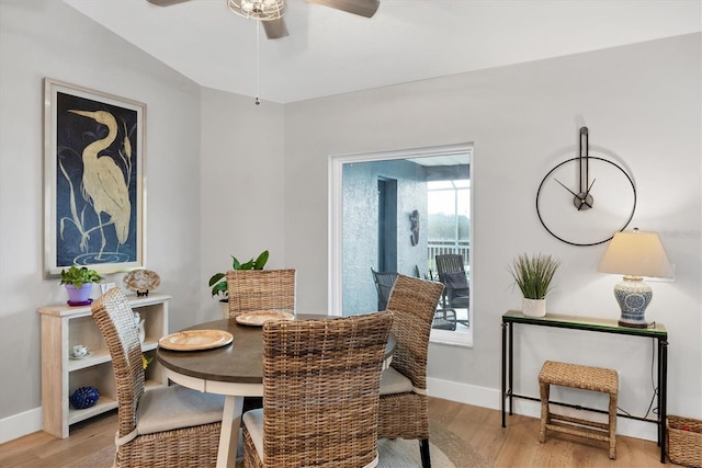 4844 14th Ave E, Bradenton, FL 34208 - dining space with light wood-style flooring, baseboards, and a ceiling fan