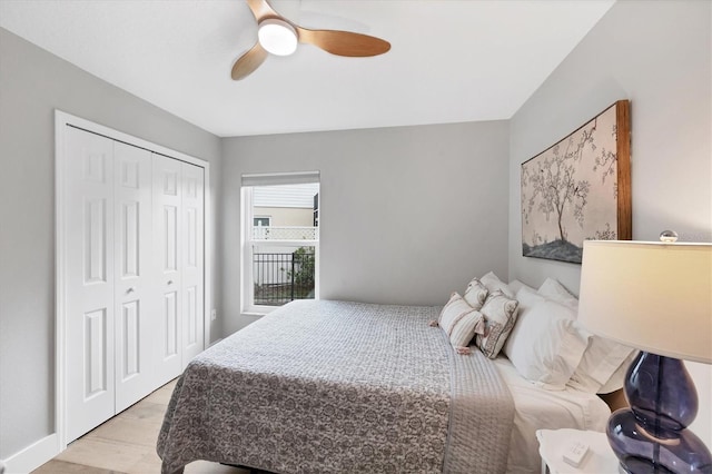 4844 14th Ave E, Bradenton, FL 34208 - bedroom featuring a closet, wood finished floors, and a ceiling fan