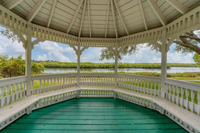4844 14th Ave E, Bradenton, FL 34208 - wooden terrace featuring a gazebo and a water view