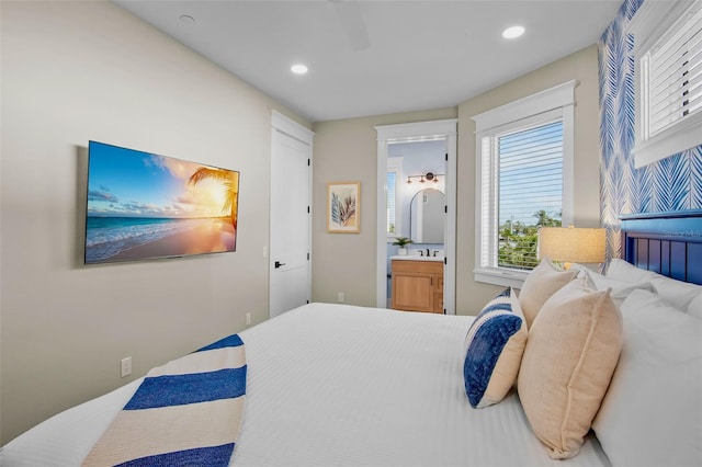 135 Avenida Veneccia, Sarasota, FL 34242 - bedroom featuring ensuite bathroom and recessed lighting