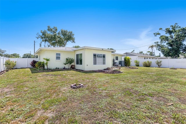 4375 Tortoise Rd, Venice, FL 34293 - back of property featuring a fire pit and stucco siding