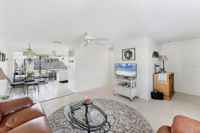 4535 Maceachen Blvd, Sarasota, FL 34233 - living room with ceiling fan and baseboards