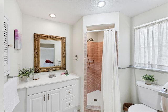 4535 Maceachen Blvd, Sarasota, FL 34233 - bathroom featuring vanity, toilet, a stall shower, and recessed lighting