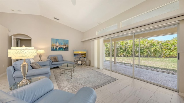5698 Country Walk Ln, Sarasota, FL 34233 - living area featuring vaulted ceiling