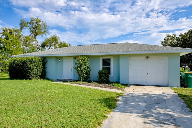 478 Orange Dr NW, Port Charlotte, FL 33952 - ranch-style house featuring stucco siding, a garage, a front yard, and concrete driveway