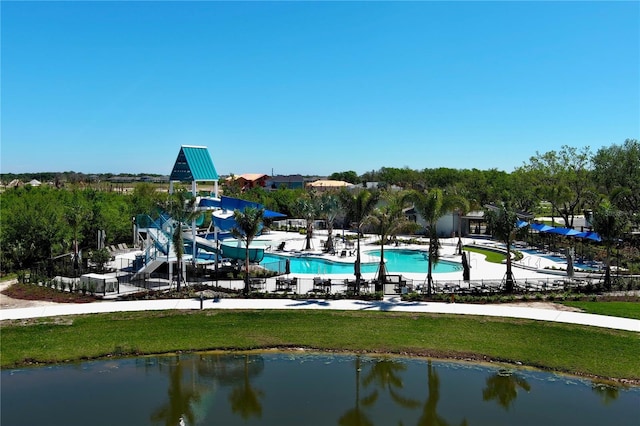 9148 Royal River Cir, Parrish, FL 34219 - view of property's community with a water view and a swimming pool