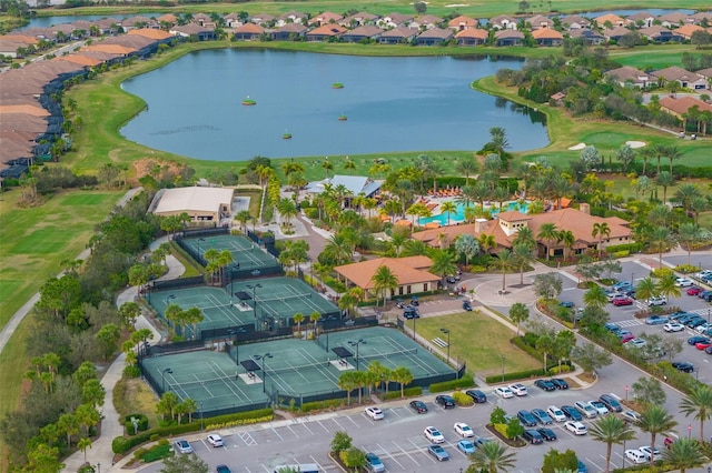 5011 Tivoli Run, Bradenton, FL 34211 - aerial perspective of suburban area featuring a large body of water and a golf course