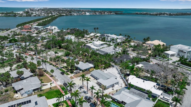 130 N Adams Dr, Sarasota, FL 34236 - aerial view of property and surrounding area with a nearby body of water and nearby suburban area