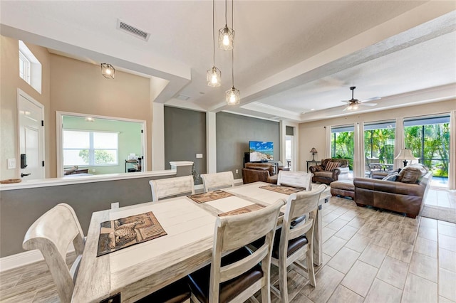 1219 Thornbury Dr, Parrish, FL 34219 - dining space featuring a raised ceiling and ceiling fan