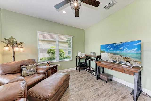 1219 Thornbury Dr, Parrish, FL 34219 - office featuring wood finished floors, ceiling fan, and baseboards