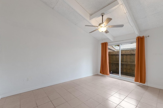 500 N Jefferson Ave Unit G5, Sarasota, FL 34237 - spare room with beam ceiling, ceiling fan, a textured ceiling, and light tile patterned flooring