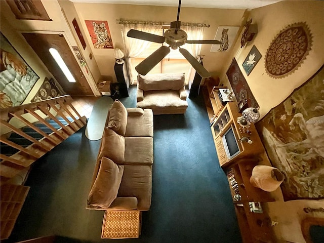 4042 S Lockwood Ridge Rd, Sarasota, FL 34231 - living area with a ceiling fan and carpet floors