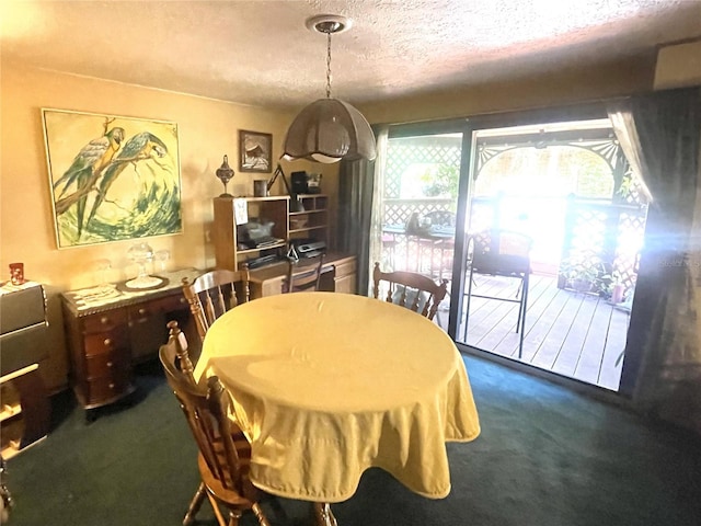 4042 S Lockwood Ridge Rd, Sarasota, FL 34231 - carpeted dining space featuring a textured ceiling