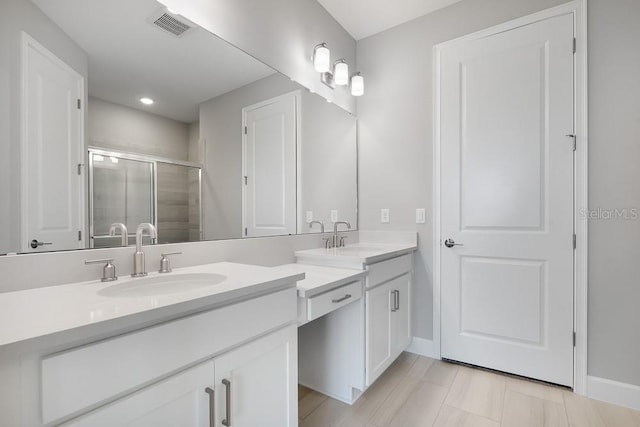3204 Torta Ct, Bradenton, FL 34211 - full bathroom featuring double vanity, a stall shower, and recessed lighting