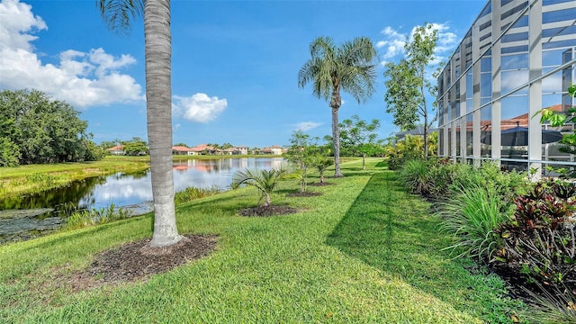 12520 Natureview Cir, Bradenton, FL 34212 - view of grassy yard with a water view and glass enclosure