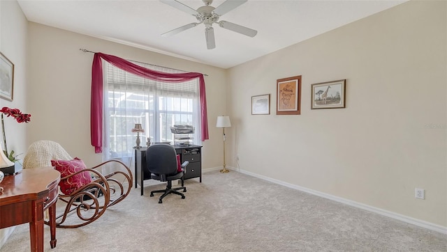 12520 Natureview Cir, Bradenton, FL 34212 - office with light carpet, ceiling fan, and baseboards