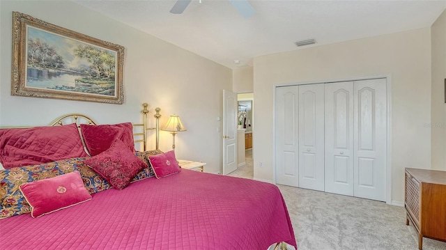 12520 Natureview Cir, Bradenton, FL 34212 - carpeted bedroom featuring a closet, baseboards, and ceiling fan