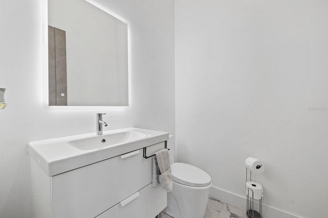 4035 Bay Shore Rd, Sarasota, FL 34234 - bathroom featuring marble look tiles and vanity