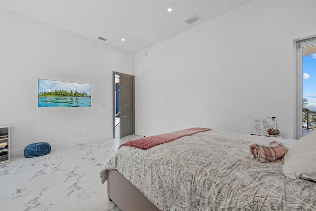 4035 Bay Shore Rd, Sarasota, FL 34234 - bedroom featuring marble finish flooring and recessed lighting