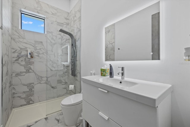 4035 Bay Shore Rd, Sarasota, FL 34234 - bathroom with marble finish flooring, vanity, and a marble finish shower