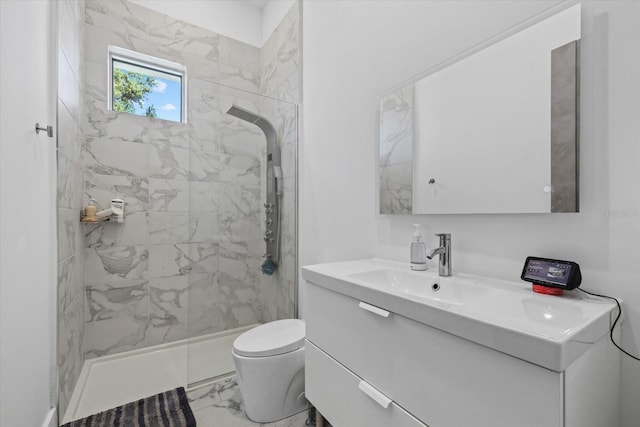 4035 Bay Shore Rd, Sarasota, FL 34234 - bathroom with marble finish flooring, vanity, and a marble finish shower