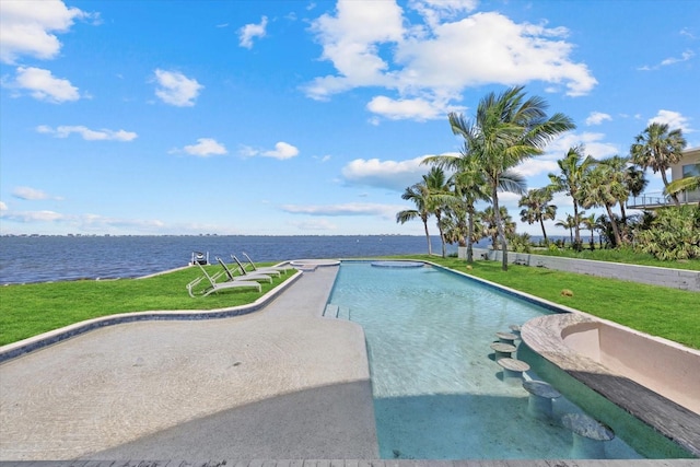 4035 Bay Shore Rd, Sarasota, FL 34234 - outdoor pool featuring a water view and a yard