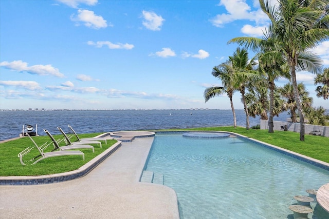 4035 Bay Shore Rd, Sarasota, FL 34234 - view of pool with a water view and a yard