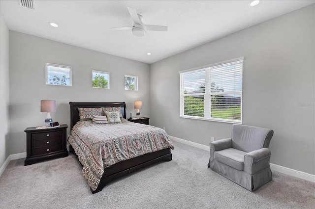 13549 Old Creek Ct, Parrish, FL 34219 - carpeted bedroom featuring baseboards, recessed lighting, and a ceiling fan