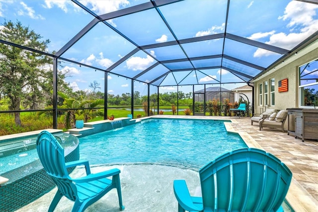 17547 Cantarina Cv, Bradenton, FL 34211 - outdoor pool featuring a patio area and a lanai