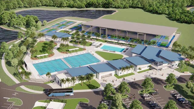 17547 Cantarina Cv, Bradenton, FL 34211 - aerial view of a pool area