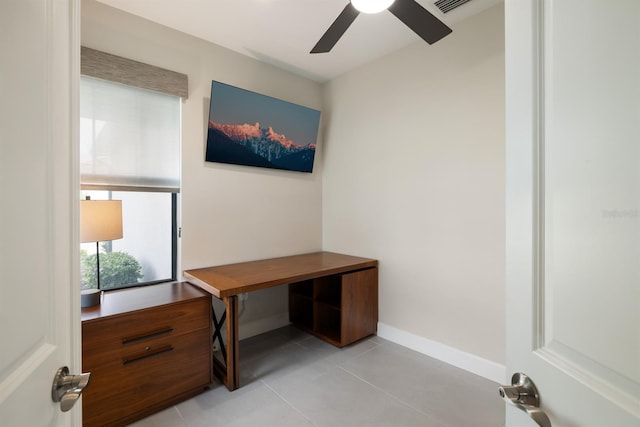 6239 Baywood Ct, Bradenton, FL 34211 - unfurnished office with a ceiling fan and light tile patterned floors