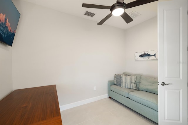 6239 Baywood Ct, Bradenton, FL 34211 - living area featuring a ceiling fan and light tile patterned floors