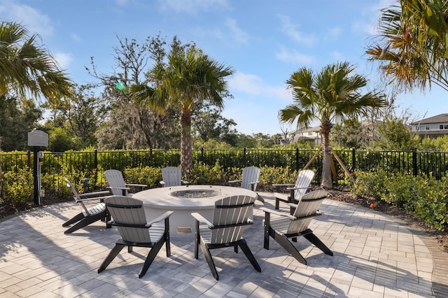 6239 Baywood Ct, Bradenton, FL 34211 - view of patio / terrace with a fire pit