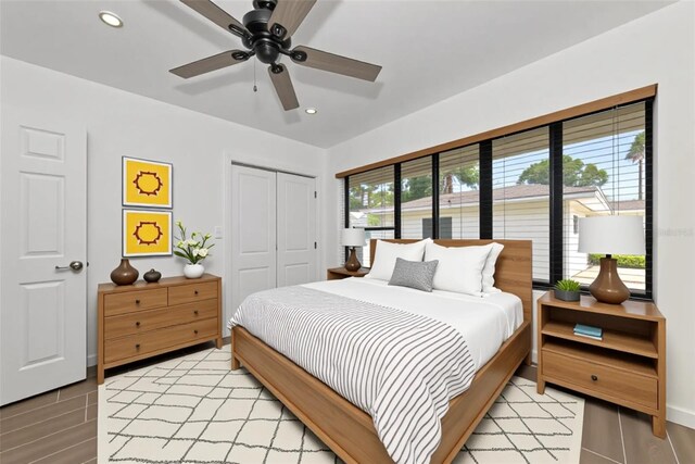 326 25th St W, Bradenton, FL 34205 - bedroom with a closet, recessed lighting, baseboards, and ceiling fan
