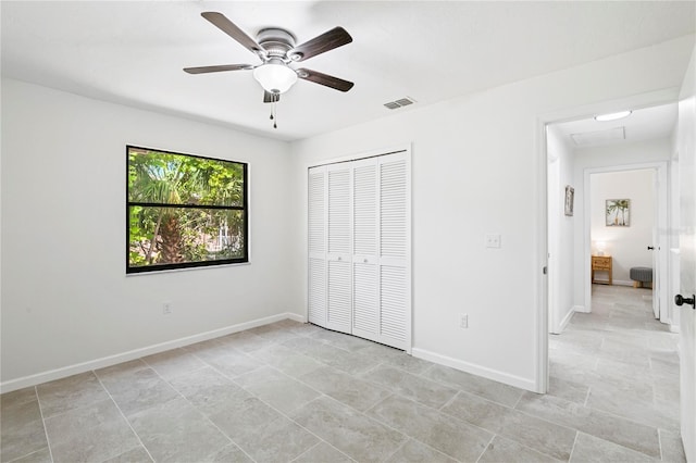 4253 Prairie View Dr, Sarasota, FL 34232 - unfurnished bedroom featuring a closet, baseboards, and ceiling fan
