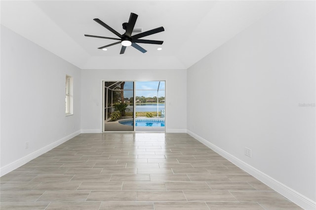 10055 Franklin Dr, Englewood, FL 34224 - unfurnished room with ceiling fan, light wood-style floors, baseboards, and recessed lighting