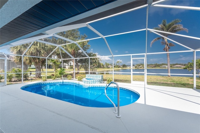 10055 Franklin Dr, Englewood, FL 34224 - outdoor pool featuring a patio area, a water view, and a lanai